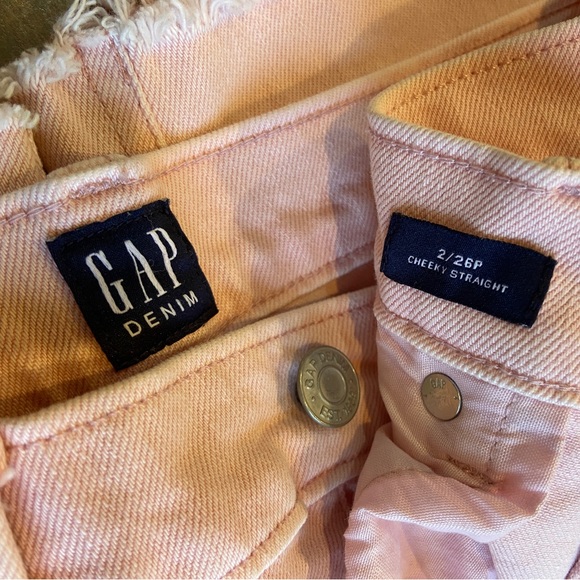 Gap denim women’s jean pink cropped size 2/26 petite cheeky straight - Picture 2 of 3